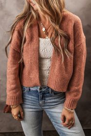 Light French Beige Drop Sleeve Open Front Cropped Cardigan (size: (US 16-18)XL)
