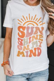 White SUNSHINE ON MY MIND Graphic Crewneck Tee (size: (US 16-18)XL)