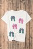 White Sequin Flip Flops Graphic Crew Neck Tee