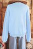 Beau Blue Flower Pattern Knitted Notched Neck Sweater