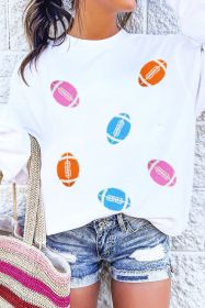 Beige Chenille Rugby Embroidered Graphic Sweatshirt (size: (US 16-18)XL)
