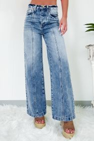 Dusk Blue Central Seamed Wide Leg High Waist Jeans (size: 6)