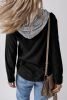 Black Pockets Drawstring Hooded Corduroy Shacket
