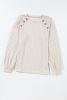 Parchment Contrast Lace Raglan Sleeve Buttoned Ribbed Top