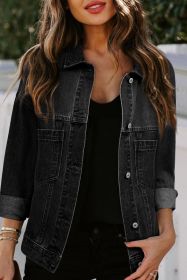 Black Washed Oversized Pocketed Denim Jacket (size: (US 16-18)XL)