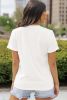 White Halloween Pumpkin Bow Knot Graphic Crew Neck Tee