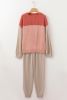 Red Colorblock Corded Slouchy Top and Pants Set