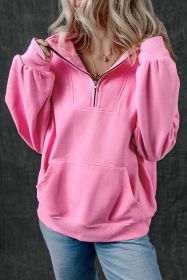 Bonbon Zip-up Stand Neck Kangaroo Pocket Sweatshirt (size: (US 16-18)XL)