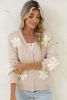 Parchment 60s Flower Decor Button Cable Knit Cardigan