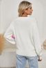 White 3D Flower Detail Loose Sweater