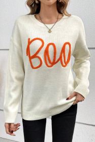Apricot Halloween Boo Drop Shoulder Knit Sweater (size: (US 16-18)XL)