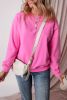 Bonbon Solid Color Drop Shoulder Terry Sweatshirt