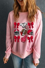 Pink Game Day Rugby Bowknot Graphic Sweatshirt (size: (US 16-18)XL)