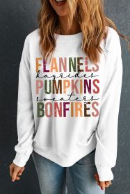 Beige FLANNELS PUMPKINS BONFIRES Graphic Drop Shoulder Sweatshirt (size: (US 16-18)XL)