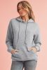 Gray Lattice Textured Kangaroo Pocket Drawstring Hoodie