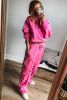 Bright Pink Seamed Zipper Jacket and Drawstring Waist Pants Set