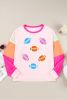 Pink Color Block GAME DAY Rugby Graphic Crew Neck T Shirt
