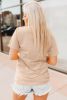 Khaki Thanksgiving Candy Heart Letter Graphic Round Neck Tee
