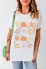 White Floral Pumpkin Graphic Crewneck T Shirt