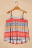 Red Colourful Striped Casual Flowy Cami Top