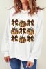 Beige Pumpkin Leopard Bow Knot Graphic Sweatshirt
