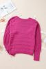 Rose Red Bow Knot Cut Out Round Neck Loose Sweater