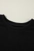 Black Plain O-Neck High Low Hem Pullover Sweatshirt