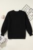 Black Plain O-Neck High Low Hem Pullover Sweatshirt