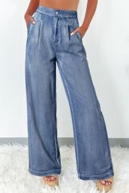 Dusk Blue Acid Wash Wide Leg High Waist Jeans (size: 6)