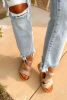 Beau Blue Light Wash Distressed Straight Leg Slim Fit Jeans