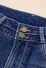 Sail Blue High Rise Dual Button Distressed Raw Hem Flared Jeans