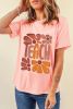 Pink TEACH Crew Neck Casual T Shirt