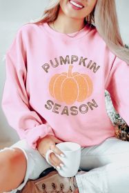 Pink PUMPKIN SEASON Crew Neck Drop Shoulder Sweatshirt (size: (US 16-18)XL)