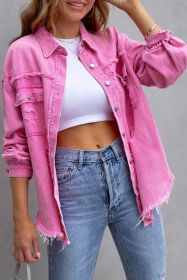 Bonbon Casual Distressed Ripped Denim Jacket (size: (US 16-18)XL)