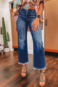 Sail Blue Mineral Wash Raw Hem High Waist Flared Jeans (size: 4)