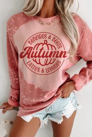 Pink Tie Dye Autumn Pumpkin Graphic Drop Shoulder Sweatshirt (size: (US 16-18)XL)