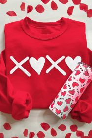 Red XOXO Heart Print Valentine Graphic Sweatshirt (size: (US 4-6)S)