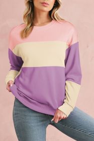 Meadow Mauve Colorblock Drop Shoulder Sweatshirt (size: (US 16-18)XL)