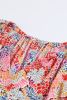 Multicolor Gorgeous Notch V Neck Short Sleeve Floral Blouse