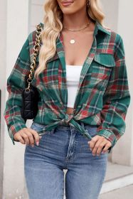 Green Plaid Chest Pocket Button Front Shirt (size: (US 4-6)S)