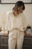 White Cheetah Print Loose Fit Cozy 2 Piece Loungewear Set