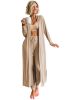 Parchment Split Long Cardigan and Skinny Pants Loungewear Set