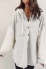 Gray Button Up Contrast Knitted Sleeves Hooded Jacket