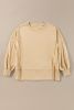 Light Beige Exposed Seam Drop Shoulder Side Slit Sweatshirt