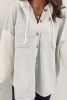 Gray Button Up Contrast Knitted Sleeves Hooded Jacket