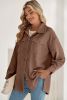 Chestnut Corduroy Flap Pocket Button Up Shacket