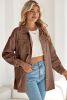 Chestnut Corduroy Flap Pocket Button Up Shacket