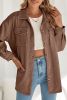Chestnut Corduroy Flap Pocket Button Up Shacket
