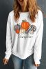 Beige Rhinestone Pumpkin Graphic Thanksgiving Sweatshirt