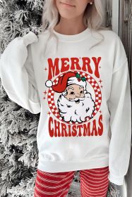 Beige Santa Claus Merry Christmas Graphic Sweatshirt (size: (US 16-18)XL)